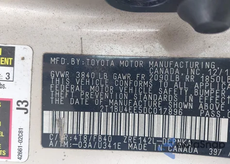 2013 Toyota Corolla Le из США, поврежденный, VIN 2T1BU4EE5DC017896